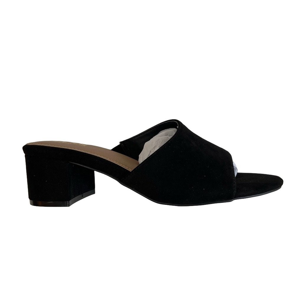 Penningtons Black Mules Wide Shoes Block Heel Size 8.5WW